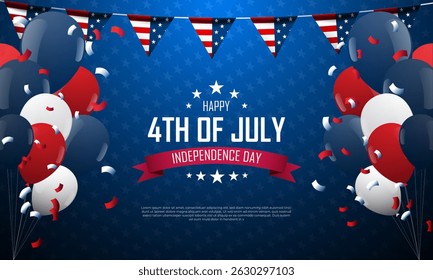 Happy Fourth of July Independence day USA Background Design Vector illustration