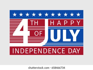 Happy fourth of july, independence day - card with typography in the style of the United States of America