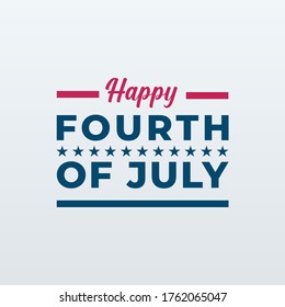 Happy fourth of july modern banner, sign, design concept with red and blue text on a light background. 