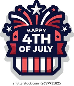 Happy Fourth of July Patriotic Celebration Badge Illustration Vector