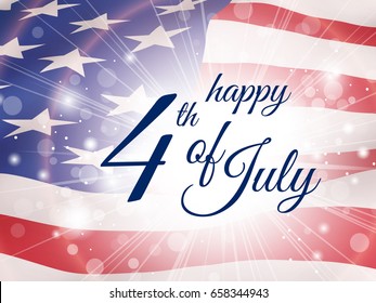 Happy Fourth July Poster Flying Flag Stock Vector (Royalty Free ...