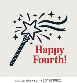 Happy fourth of july star wand design