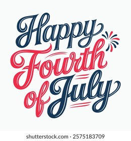 happy fourth of July typography design vector illustration with white background