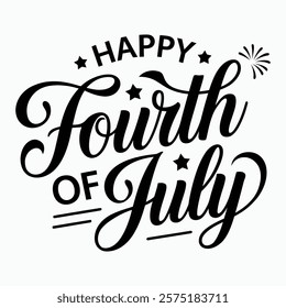 happy fourth of July typography design vector illustration with white background