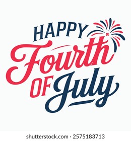 happy fourth of July typography design vector illustration with white background