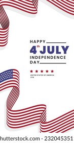 Happy Fourth of July United States Of America Independence Day Background Design with United States national flag ribbon. Suitable to place on content with that theme. Vector file