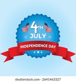 Happy Fourth of July! U.S. Independence Day celebration with vibrant fireworks, American flag, red, white, and blue patriotic decorations. Perfect for USA national holiday themes, July 4th events, and