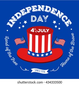 Happy fourth of July. Vector elements for American Independence Day on blue background. Vector Illustration for 4th of July – greeting card, poster, banner.