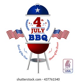 Happy fourth of July. Vector elements BBQ for American Independence Day on white background