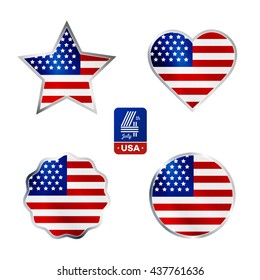 Happy fourth of July. Vector elements set for American Independence Day on white background