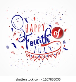 Happy Fourth Of July. Vector greeting card. God Bless America.