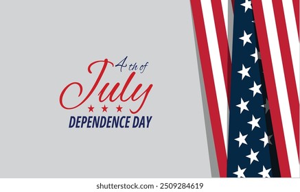 Happy Fourth of july Vector illustration. American Independence Day greeting card, banner, poster with United States flag, stars and stripes. Patriotic calligraphy on blue background