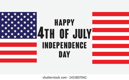 Happy fouth of July Independence day USA  handwritten phrase with American flag on white background. Celebration lettering illustration. Vector illustration.