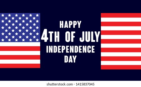 Happy fouth of July Independence day USA  handwritten phrase with American flag on dark blue background. Celebration lettering illustration. Vector illustration.