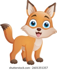 Happy fox cartoon isolated on white background