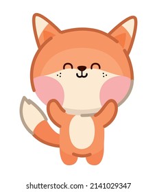 happy fox design over white