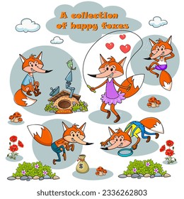 happy fox. summation. vector illustration