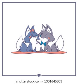 Happy foxes in love