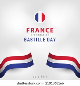 Happy France Bastille Day or Independence Day Celebration Vector Design Illustration. Template for Poster, Banner, Advertising, Greeting Card or Print Design Element