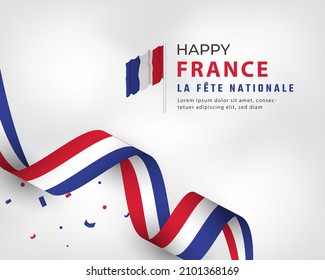 Happy France Bastille Day or Independence Day Celebration Vector Design Illustration. Template for Poster, Banner, Advertising, Greeting Card or Print Design Element