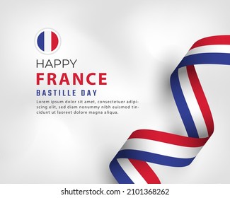 Happy France Bastille Day or Independence Day Celebration Vector Design Illustration. Template for Poster, Banner, Advertising, Greeting Card or Print Design Element