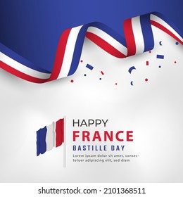 Happy France Bastille Day or Independence Day Celebration Vector Design Illustration. Template for Poster, Banner, Advertising, Greeting Card or Print Design Element