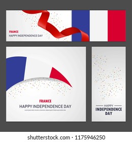 Happy France independence day Banner and Background Set