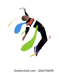 	
Happy free people flying, floating and jumping in air. Concept of freedom, development and aspirations. Men  moving forward. Colored flat vector illustration isolated on white background., 