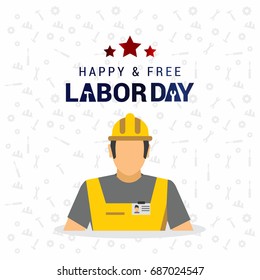  Happy and Free USA  labor day Card