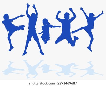 Happy and free young boys dancing to the music silhouettes concept vector illustration