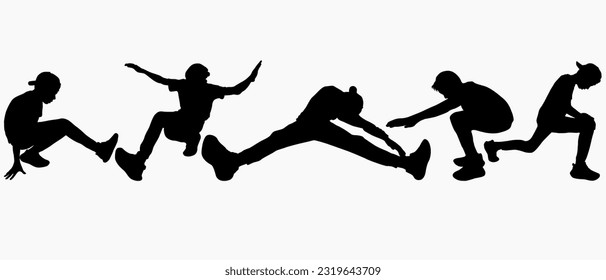 Happy and free young boys dancing silhouettes
