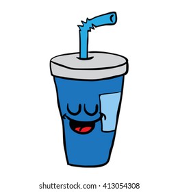 happy freehand drawn cartoon soda illustration