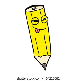 happy freehand drawn comic book style cartoon sly pencil