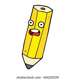 happy freehand drawn comic book style cartoon pencil