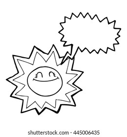 happy freehand drawn speech bubble cartoon sun