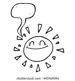 happy freehand drawn speech bubble cartoon sun