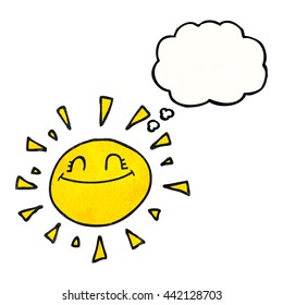 happy freehand drawn thought bubble textured cartoon sun
