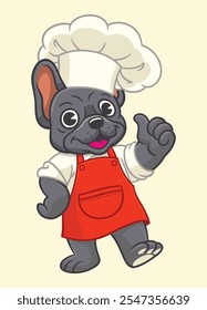 Happy French Bulldog Chef Mascot Character