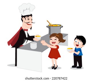 Happy French Chief cook with delicious dish
