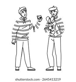 happy french man vector. eat headshot, australian tuscany, latin wo happy french man character. people black line pencil drawing illustration