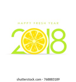 Happy fresh 2018 new year greeting card illustration isolated on white background