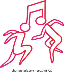 Happy and fresh music logos with dancing people full color