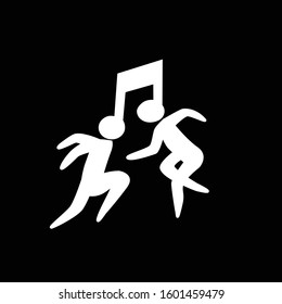 Happy and fresh music logos with dancing people white color