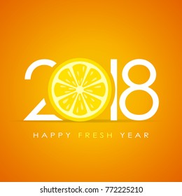 Happy Fresh New Year greeting card design vector illustration isolated on yellow background