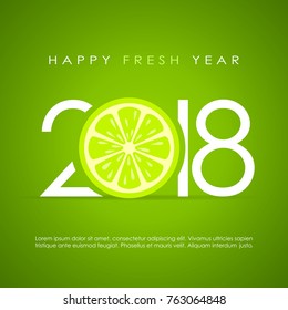 Happy Fresh Year 2018 greeting card vector illustration isolated on green background
