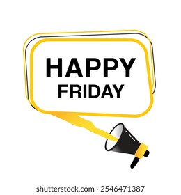 Happy Friday Banner Flat Vektor Sprache Blase, Zeichen. Vektorgrafik-Designelement.