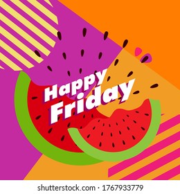happy friday, beautiful greeting card background or banner with cute summer theme. vector