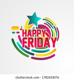 happy friday, beautiful greeting card background or banner with star theme. vector illustration