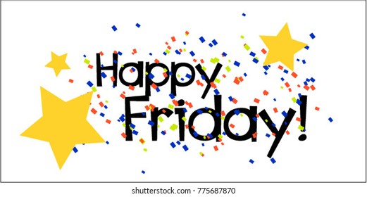 Happy Friday, Beautiful greeting card poster with vintage and comic style