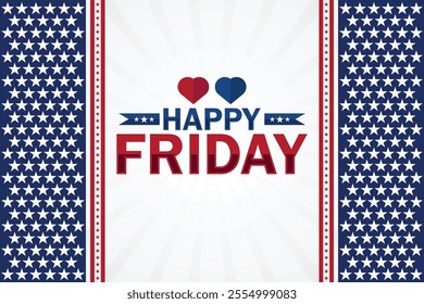 Happy Friday card with USA flag and heart vector illustration design. Happy Friday Amazing Text with Wallpaper illustration Design